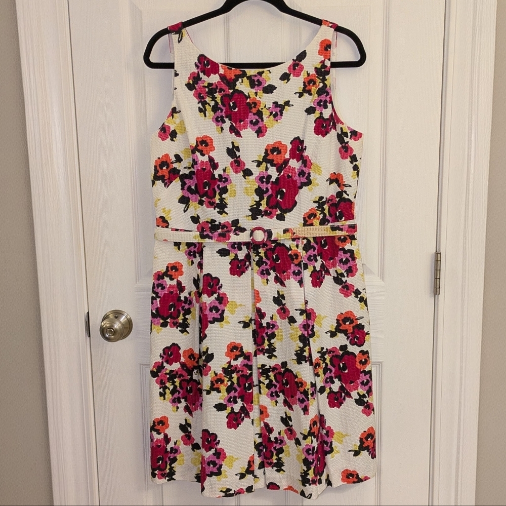 Ann Taylor Floral Mini Dress - White, Pink, Black